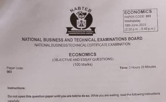NABTEB Economics 2025 Questions And Answers