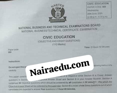 NABTEB 2025 Civic Education Questions And Answers