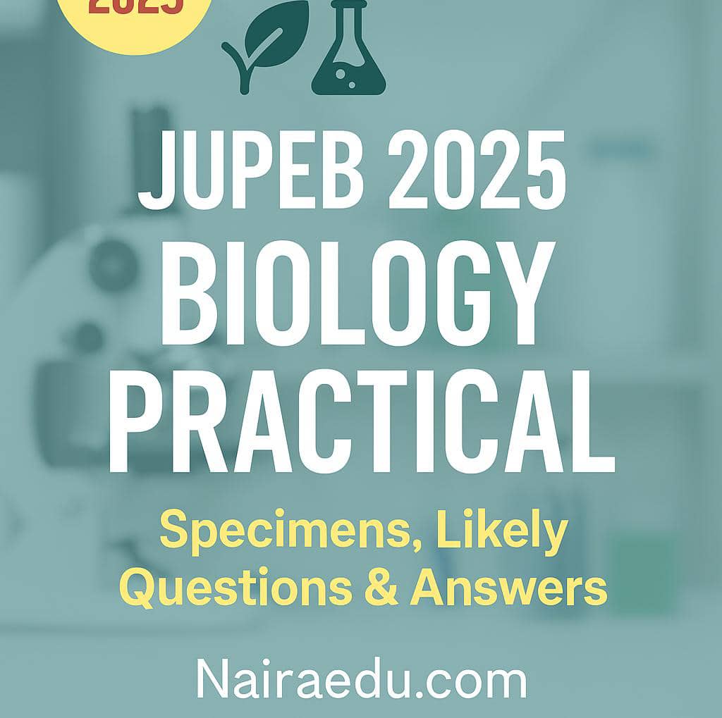 JUPEB Biology Practical Specimens 2025 and Likely Questions with Answers